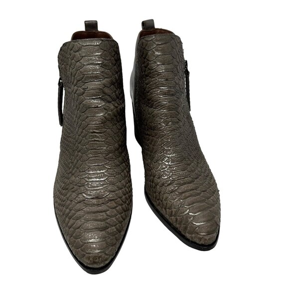 Donald Pliner Edyn Side Zip Ankle Boots Size 10 Snake Metallic Leather - Picture 3 of 10